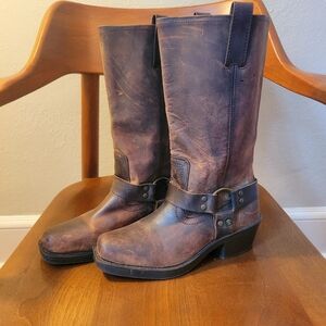 Brown Leather harness boots